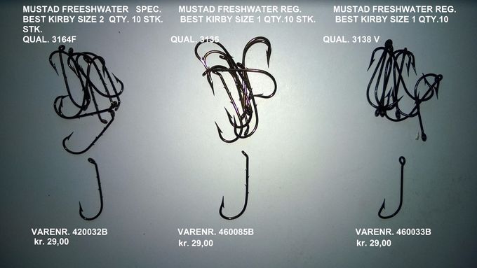 MUSTAD FRESHWATER
LAGER 420032B   7 STK.
          460085B 11 STK.
          460033B  6 STK.
